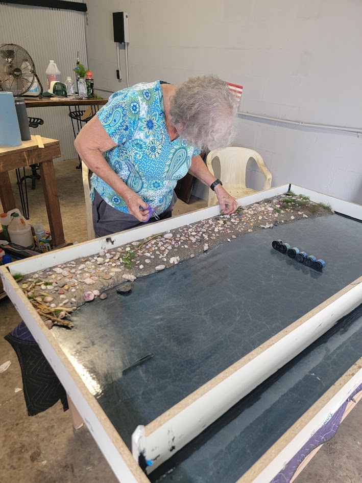 Senior Citizen Creating Expressive Art Using Epoxy Resin